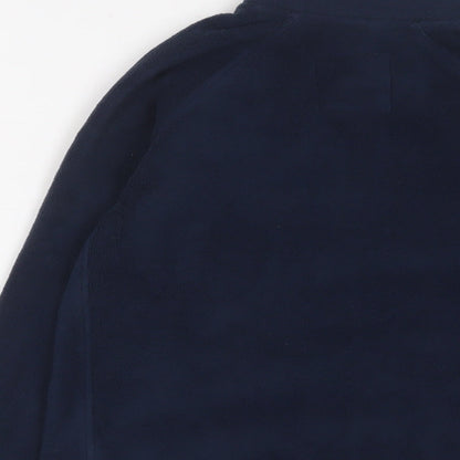 Brand and care label for Goodmove girls’ blue jacket, size 8-9, years zip