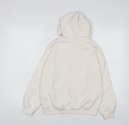 Marks & Spencer Boys White Cotton Pullover Hoodie Size 10-11 Years Pullover