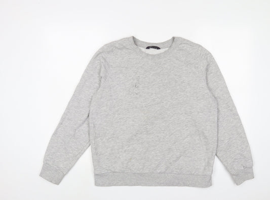 Marks and Spencer Womens Grey Cotton Pullover Sweatshirt Size 14 Pullover
