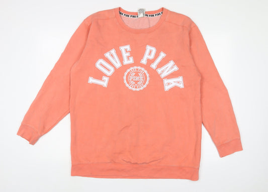 PINK Womens Pink Cotton Pullover Sweatshirt Size L Pullover - Logo