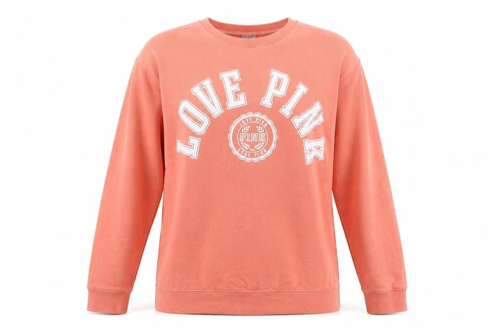 PINK Womens Pink Cotton Pullover Sweatshirt Size L Pullover - Logo