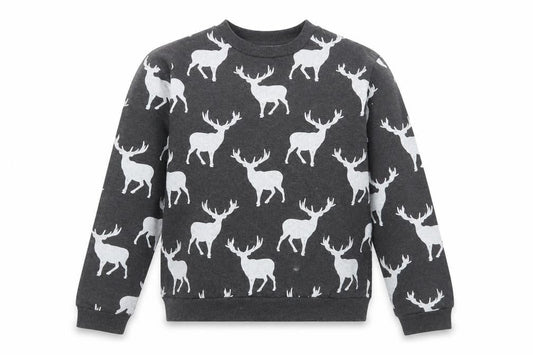 Twisted Gorilla Mens Grey Cotton Pullover Sweatshirt Size XL - Reindeers