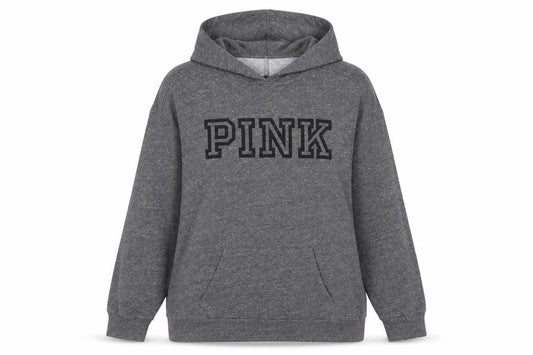 PINK Womens Grey Cotton Pullover Hoodie Size M Pullover - Logo