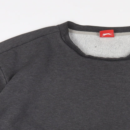 Slazenger Mens Grey Cotton Pullover Sweatshirt Size L - Logo, Embroidered