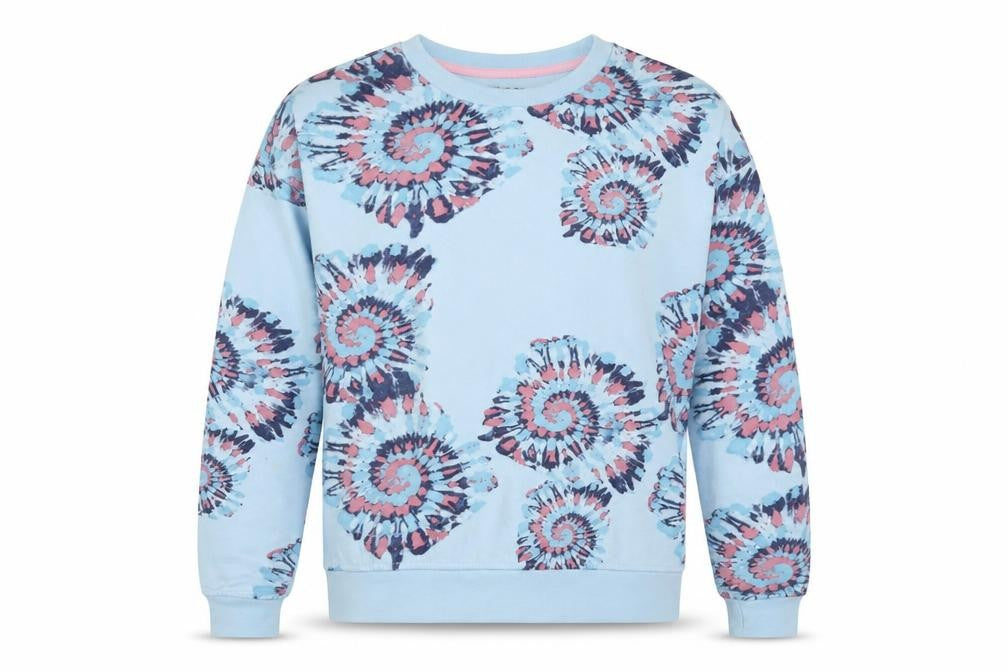 Reebok Girls Blue Geometric Cotton Pullover Sweatshirt Size 14-15 Years Pullover - Logo