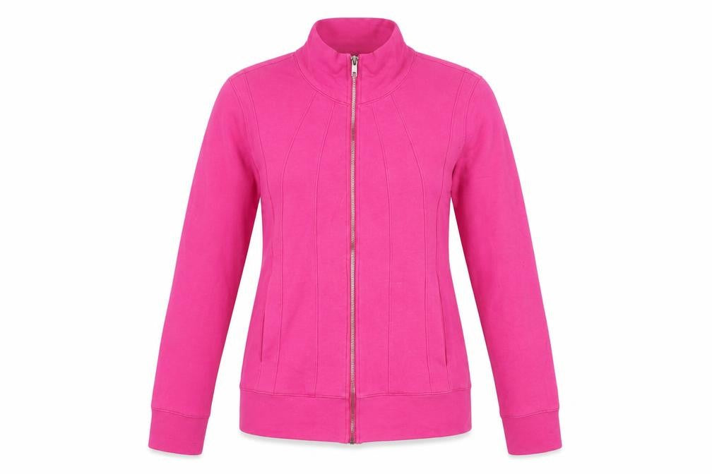 Jones New York Womens Pink Cotton Full Zip Sweatshirt Size M Zip