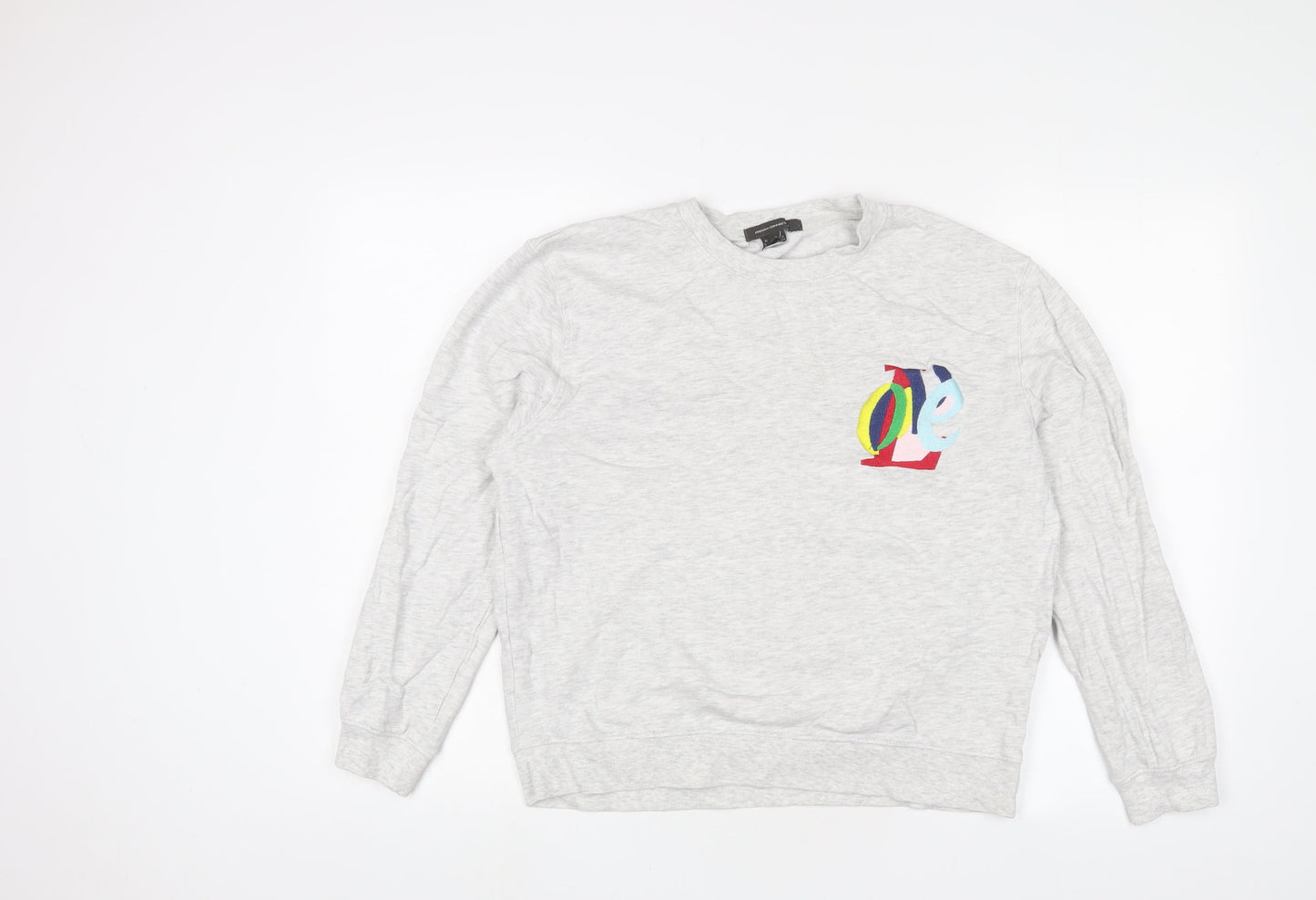 French Connection Womens Grey Cotton Pullover Sweatshirt Size M Pullover - Embroidered