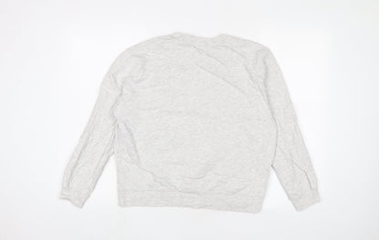 Back view of French Connection women’s grey cotton pullover sweatshirt, size M, pullover - embroidered
