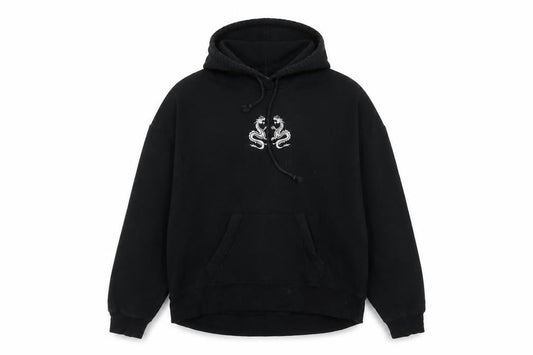 Hollister Mens Black Cotton Pullover Hoodie Size M - Dragons, Embroidered