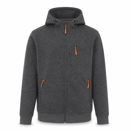 SIIMHWRSS Mens Grey Cotton Full Zip Hoodie Size S - Zip Pockets
