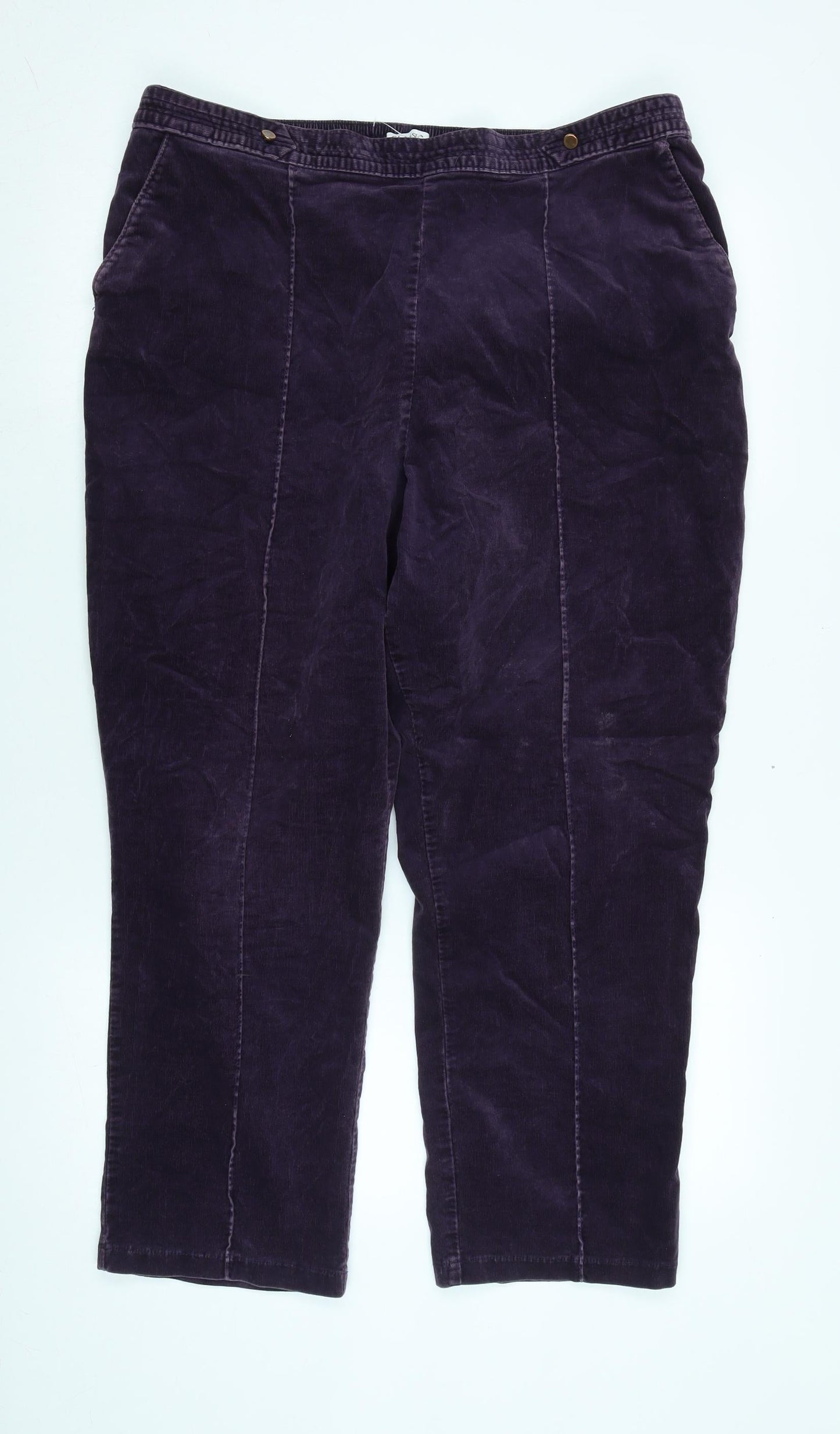 Marks and Spencer Womens Purple Cotton Trousers Size 34 in L25 in Regular