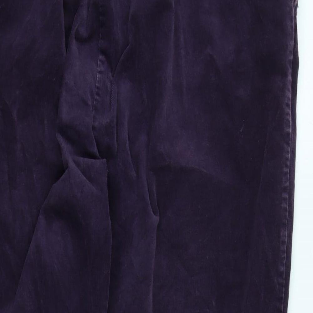 Marks and Spencer Womens Purple Cotton Trousers Size 34 in L25 in Regular