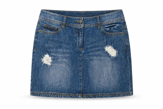 South Womens Blue Cotton Blend A-Line Skirt Size 14 Zip - Distressed