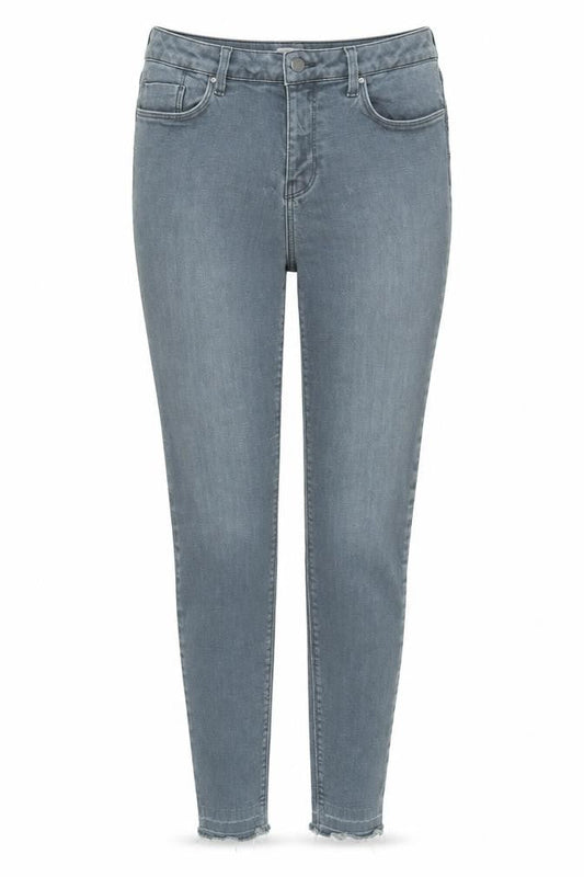 Leather Limited Womens Grey Cotton Blend Tapered Jeans Size 14 L27 in Regular Zip - Raw Hem