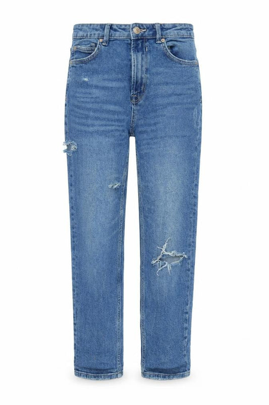 Stradivarius Womens Blue Cotton Blend Straight Jeans Size 10 L26 in Regular Zip