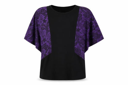 Front view of Baker by Ted Baker girls’ kimono style t-shirt, black purple, 14 years
