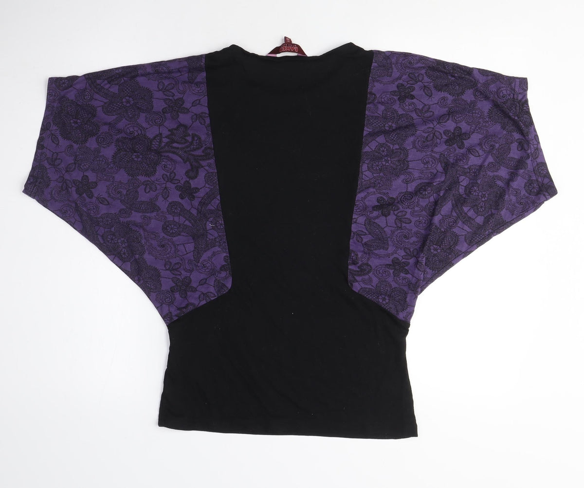 Back view of Baker by Ted Baker girls’ kimono style t-shirt, black purple, 14 years