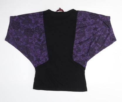 Back view of Baker by Ted Baker girls’ kimono style t-shirt, black purple, 14 years