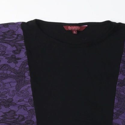 Close-up detail of Baker by Ted Baker girls’ kimono style t-shirt, black purple, 14 years