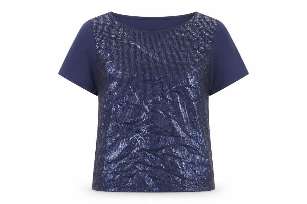 Dorothy Perkins Womens Blue Polyester Basic T-Shirt Size 12 Boat Neck - Sequin