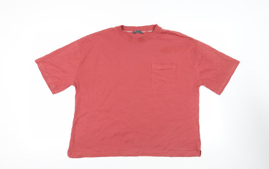 GOODMOVE Womens Pink Cotton Basic T-Shirt Size 16 Crew Neck