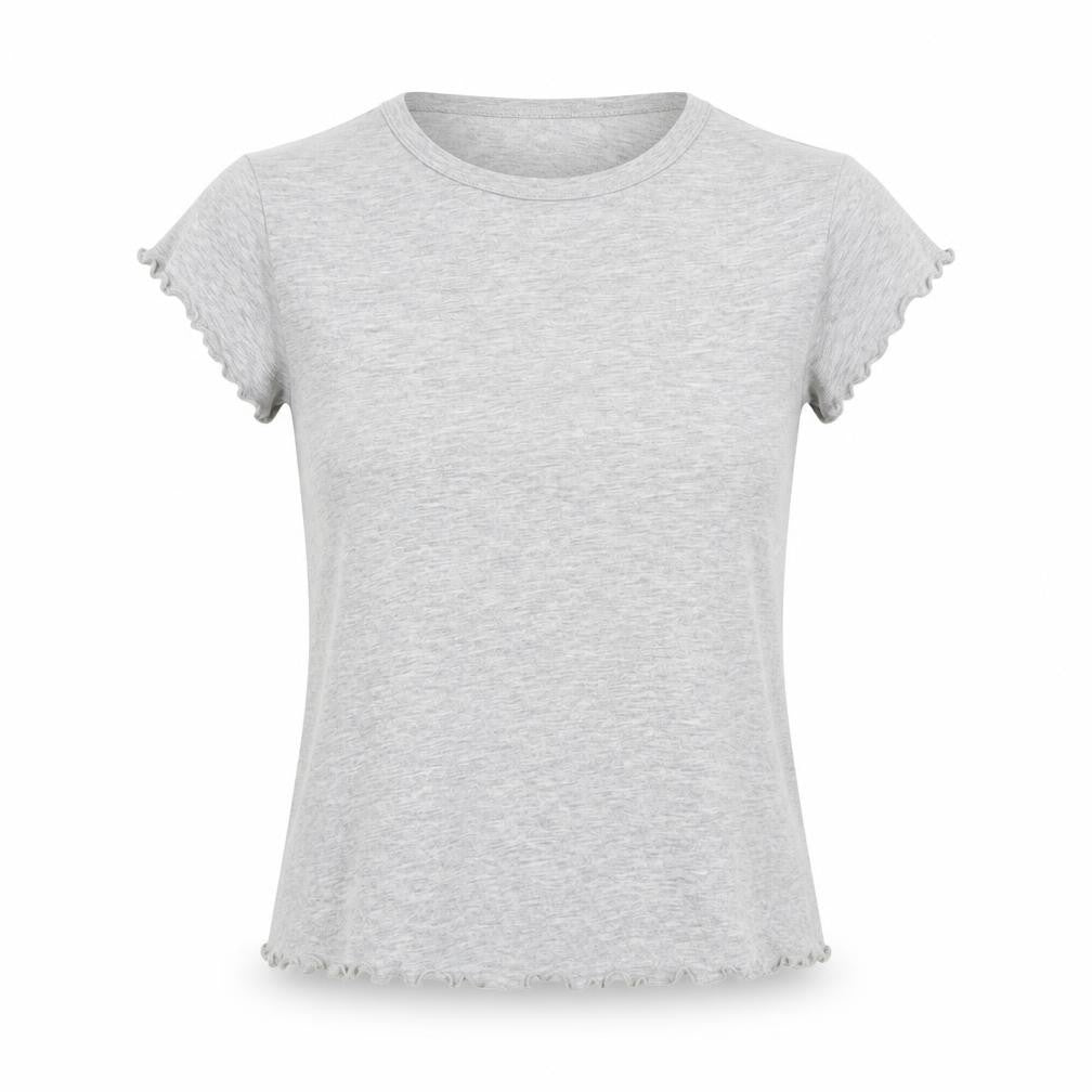 Topshop Womens Grey Cotton Basic T-Shirt Size 10 Crew Neck - Lettuce Edging