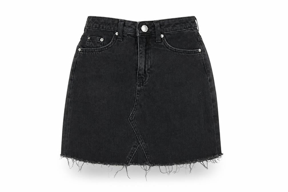 H&M Womens Black Cotton Mini Skirt Size 6 Zip - Pockets