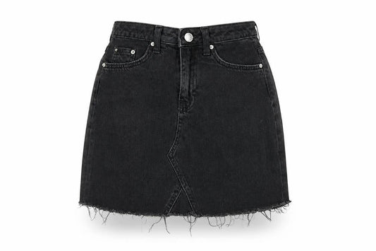 H&M Womens Black Cotton Mini Skirt Size 6 Zip - Pockets