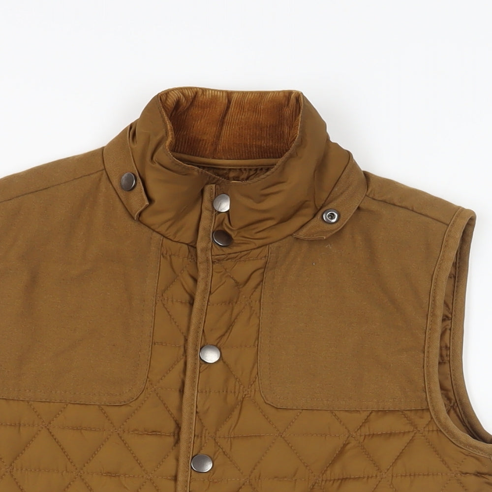 River Island Mens Brown Gilet Jacket Size XS Snap