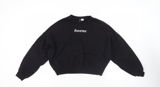 Divided by H&M Womens Black Cotton Pullover Sweatshirt Size S - Forever Friends