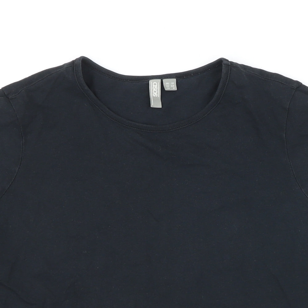 ASOS Womens Black Polyester Basic T-Shirt Size 12 Round Neck