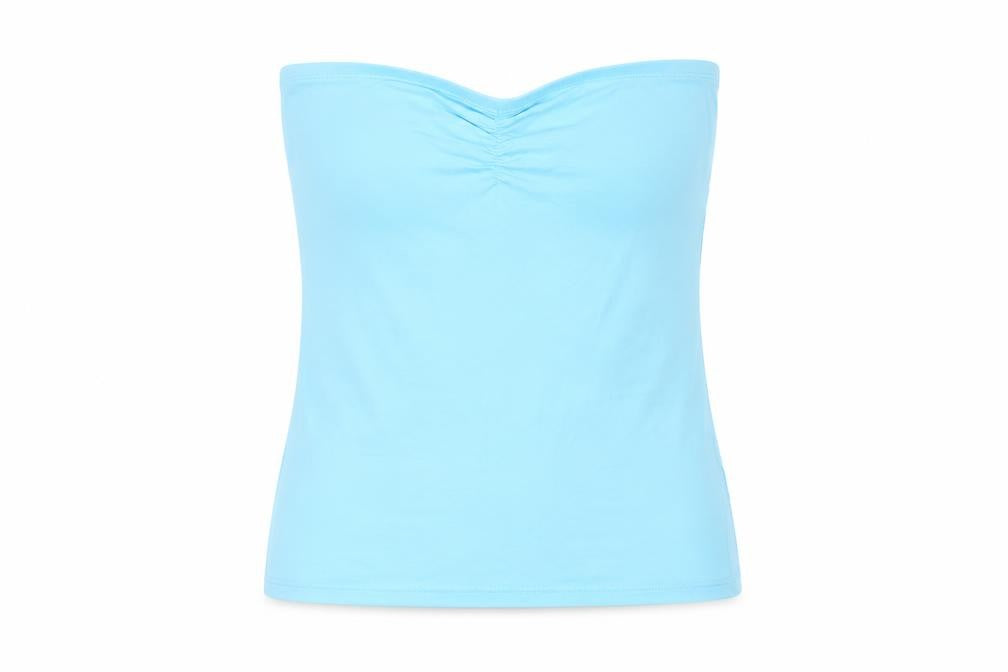 New Look Womens Blue Cotton Basic T-Shirt Size M Off the Shoulder
