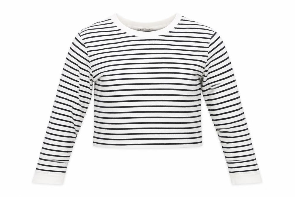 Zara Womens Black Striped Cotton Basic T-Shirt Size S Boat Neck