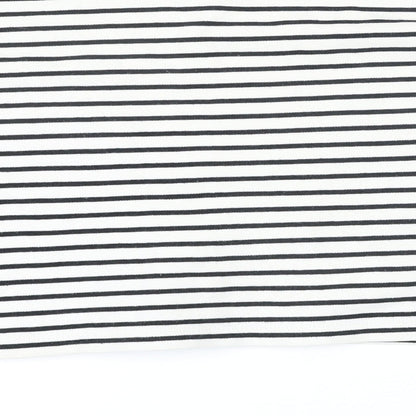 Zara Womens Black Striped Cotton Basic T-Shirt Size S Boat Neck