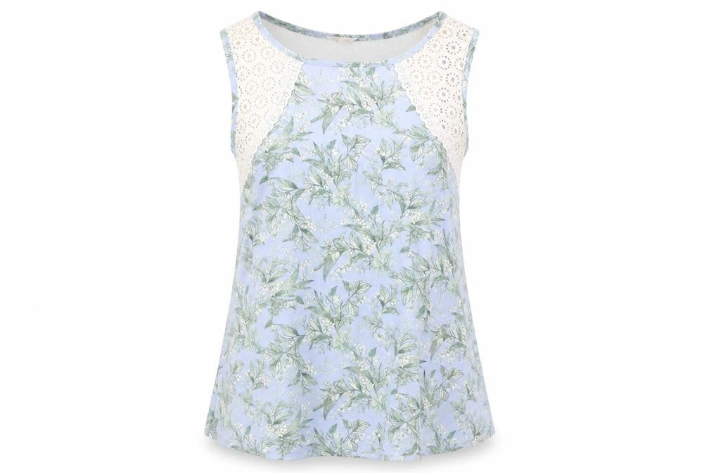 Marks & Spencer Womens Blue Floral Modal Top Pyjama Top Size 12