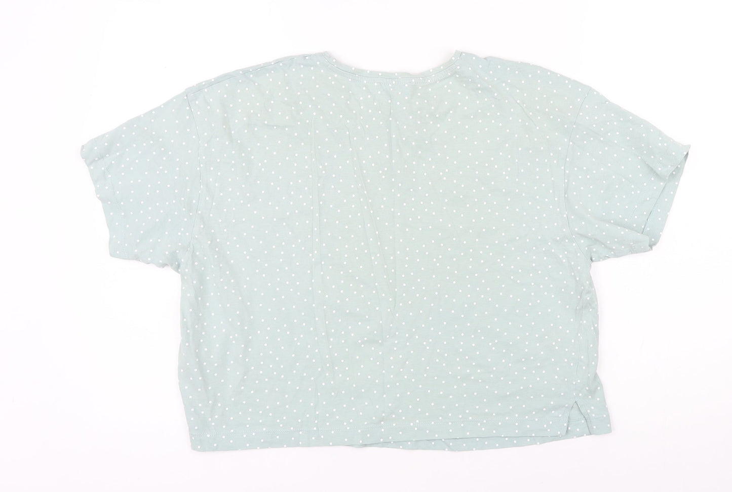 New Look Womens Green Polka Dot 100% Cotton Basic T-Shirt Size 12 Round Neck - Bring on the weekend