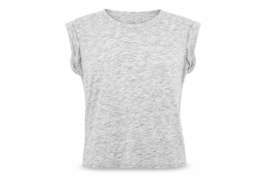 AX Paris Womens Grey Polyester Basic T-Shirt Size M Boat Neck