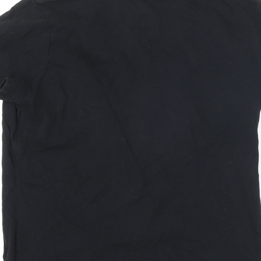 H&M Womens Black 100% Cotton Basic T-Shirt Size M Boat Neck