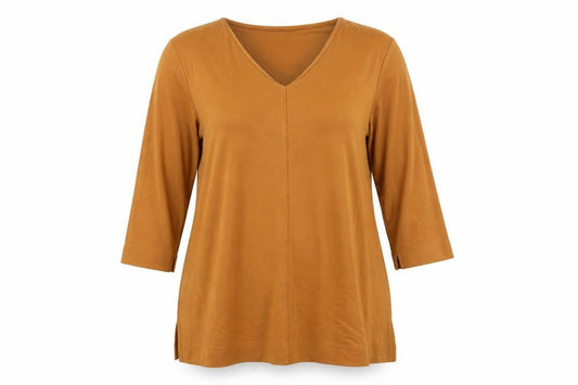 Marks & Spencer Womens Brown Viscose Tunic T-Shirt Size 12 V-Neck