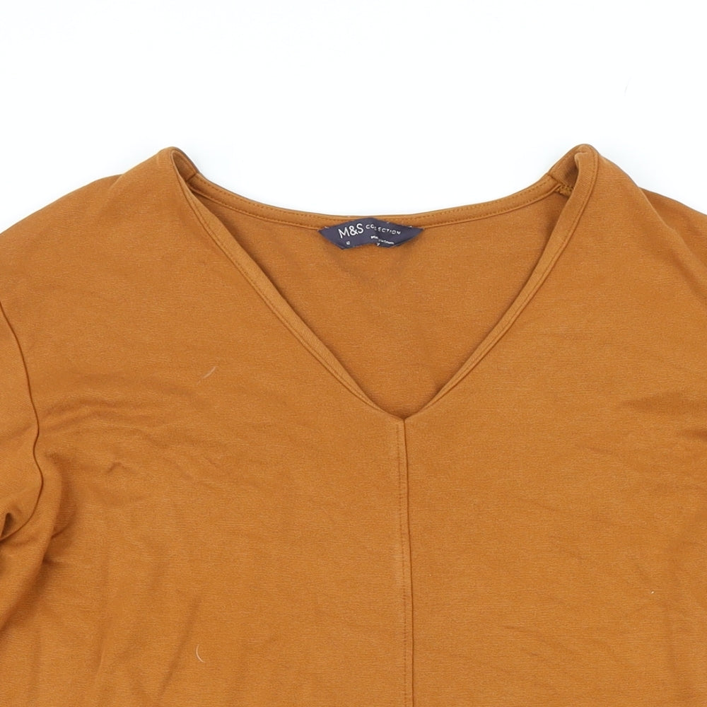 Marks and Spencer Womens Brown Viscose Tunic T-Shirt Size 12 V-Neck