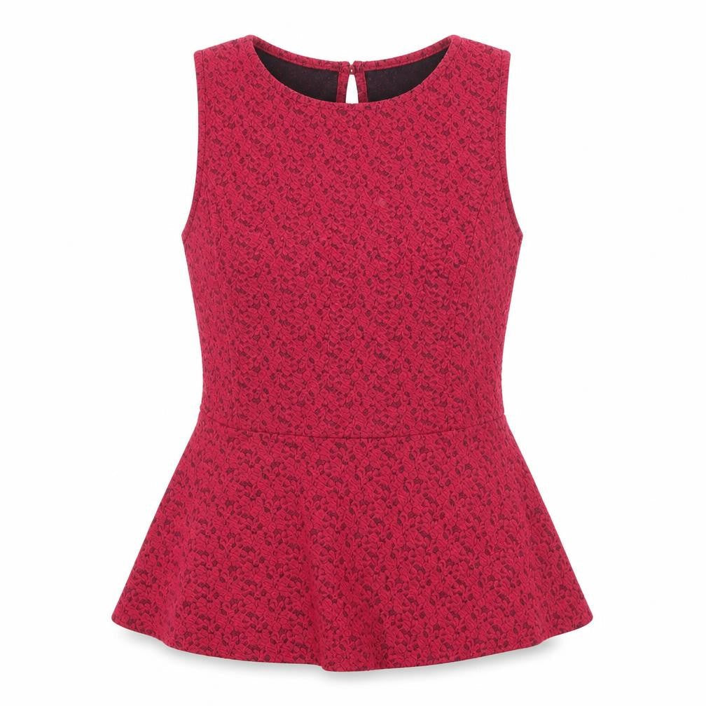 New Look Womens Red Floral Polyester Blend Tunic Blouse Size 10 Boat Neck