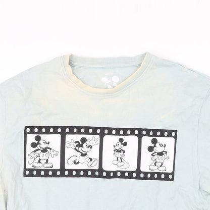 Preloved Disney Womens Blue 100% Cotton Basic T-Shirt Size S Round Neck - Mickey Mouse. Distressed look - Detail