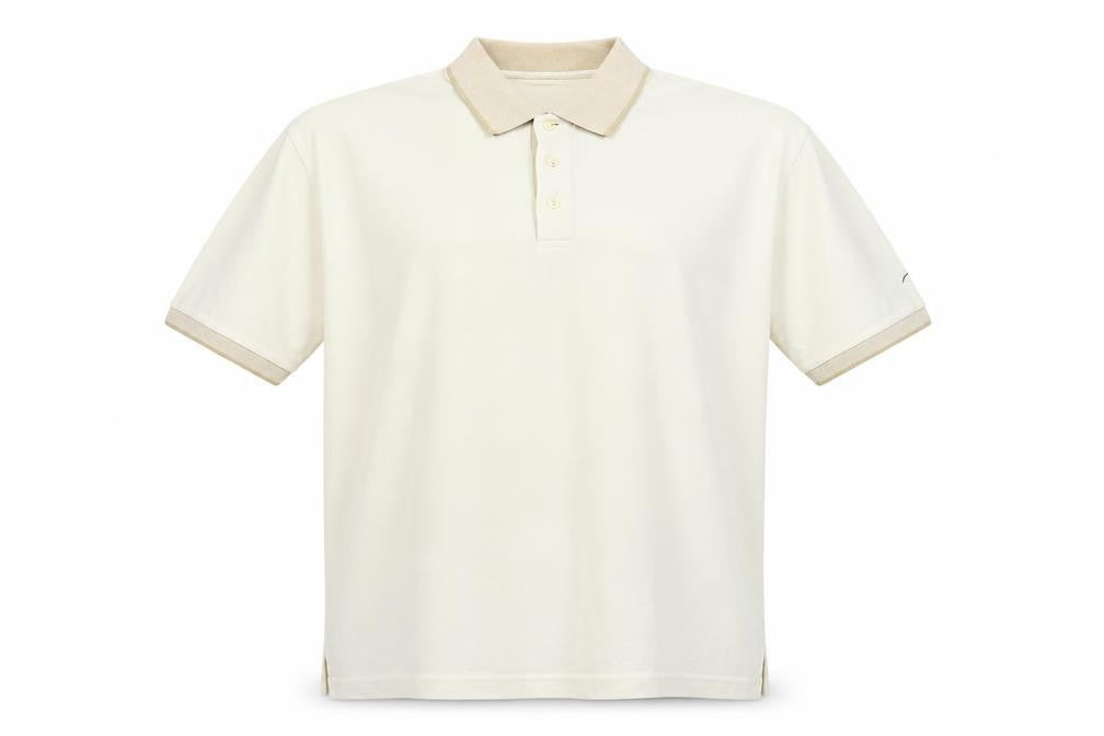 Tartan golf Mens Ivory Polyester Polo Size L Collared Button