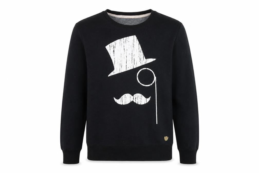 Threadbare Mens Black Cotton Pullover Sweatshirt Size L - Graphic print of man