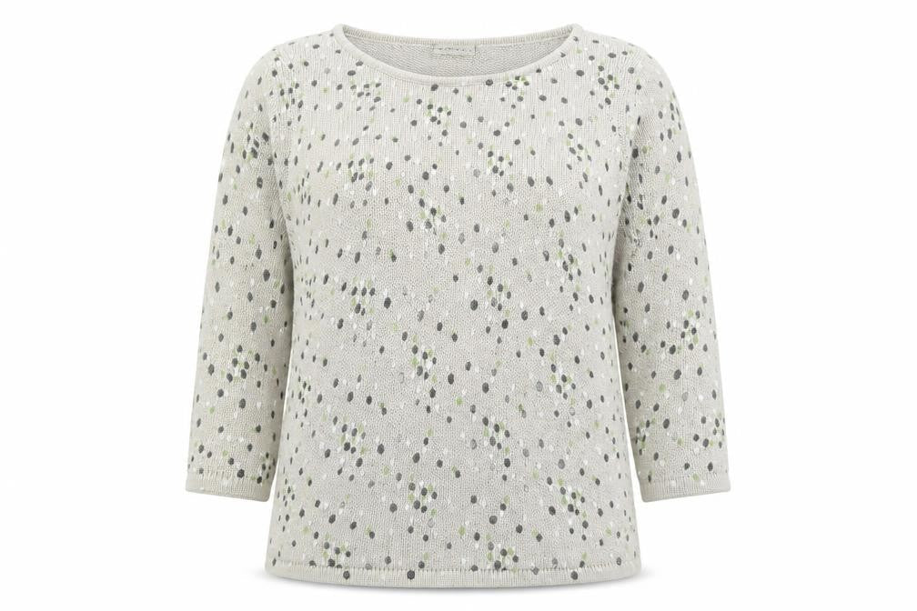 Minuet Womens Beige Round Neck Polka Dot Silk Pullover Jumper Size 14