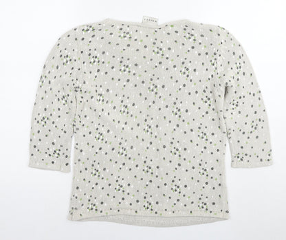 Minuet Womens Beige Round Neck Polka Dot Silk Pullover Jumper Size 14