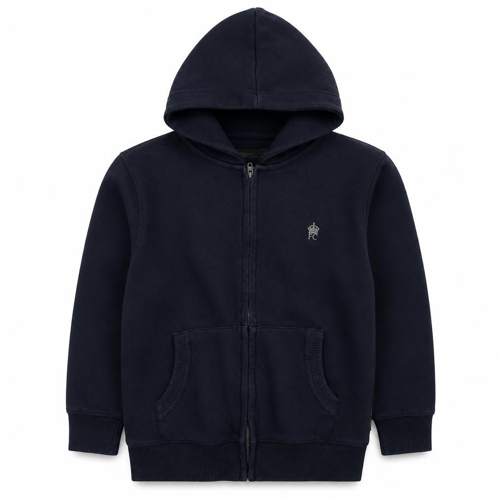 French Connection Boys Black Cotton Full Zip Hoodie Size 9-10 Years Zip