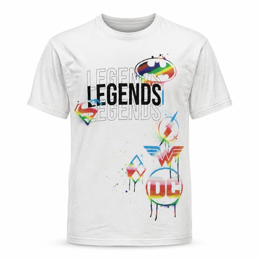 Batman Boys White Geometric Cotton Basic T-Shirt Size 13-14 Years Round Neck Pullover - Legends Batman