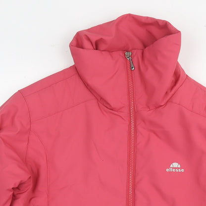 Close-up detail of Ellesse women’s pink jacket, size UK 10, zip