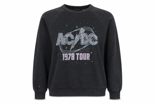 acdc Womens Grey Cotton Pullover Sweatshirt Size 6 Pullover - AC/DC 1978 Tour Size 6-8